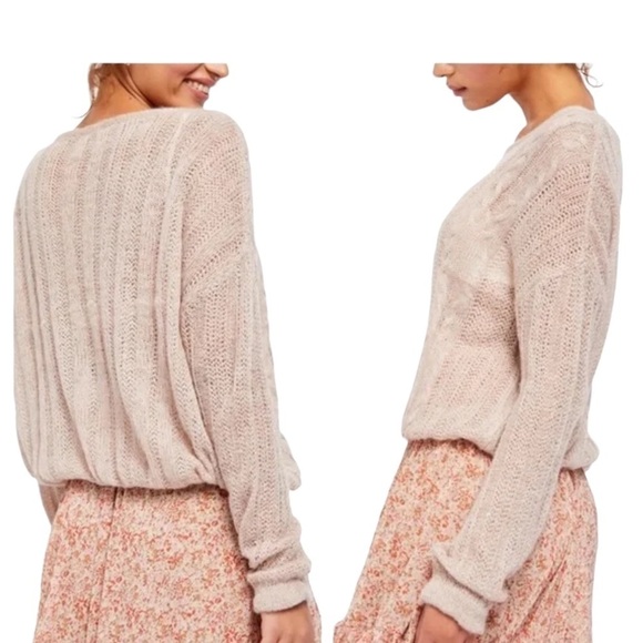 Free People Oversized Angel Pointelle Knit Sweater - Picture 1 of 9